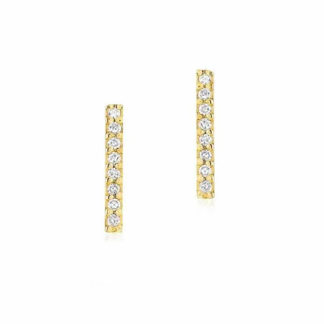 14K Yellow Gold Diamond Bar Post