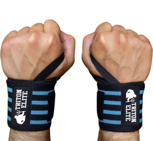 18" Wrist Wraps - Premium Grade Straps Featuring Ergonomic Thumb Loops - Best Wrist Support Braces for Powerlifting, Bodybuilding, and Strength Training (Blue)