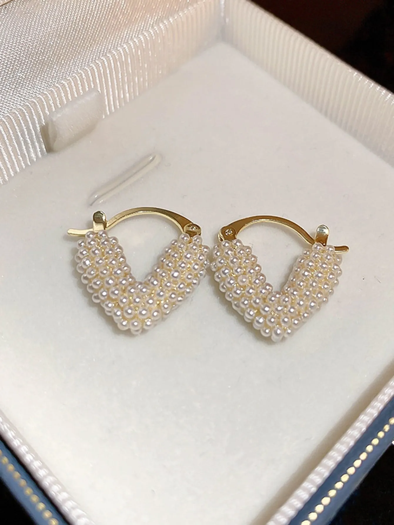 1pair Heart Shaped Pearl Stud Earrings SD