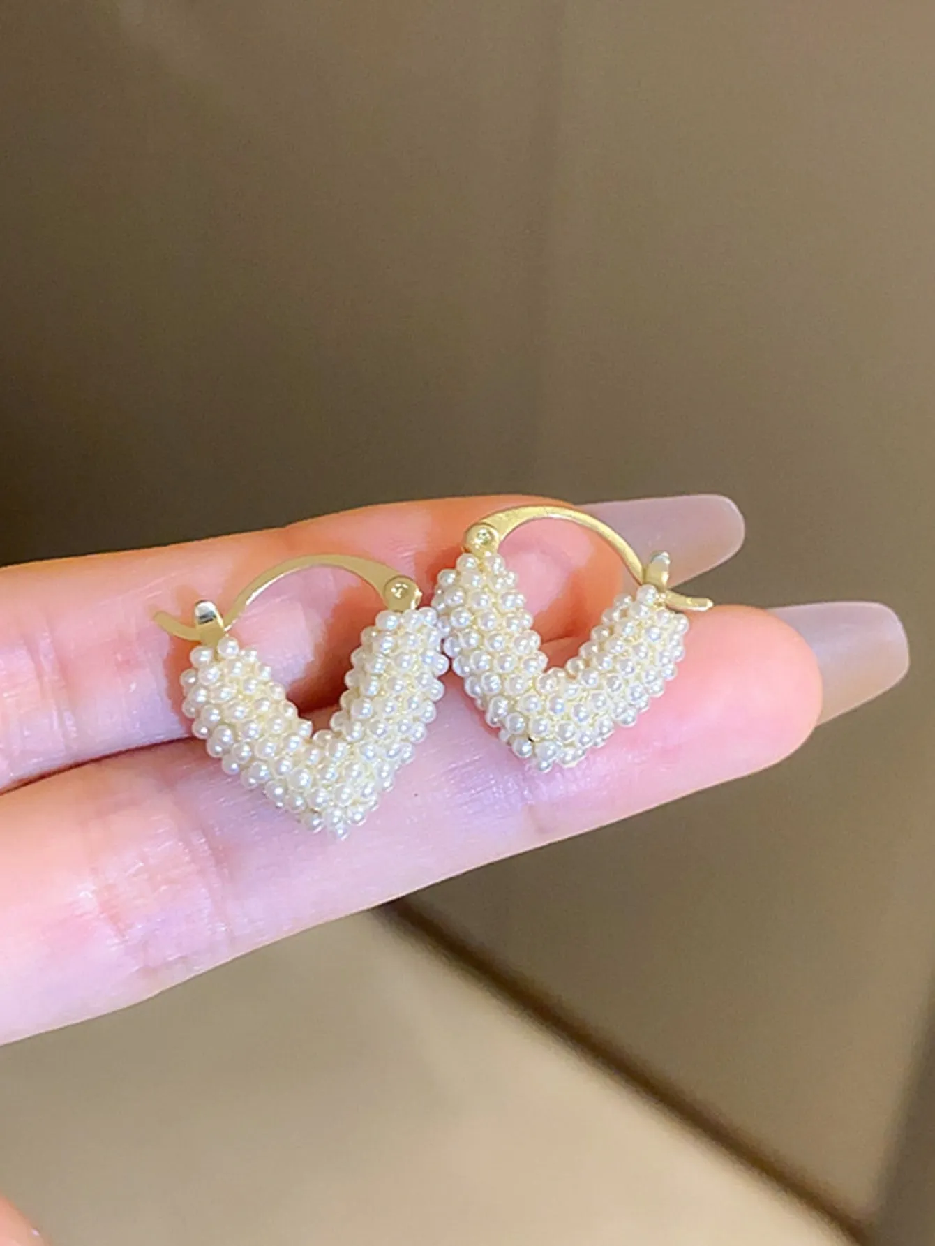 1pair Heart Shaped Pearl Stud Earrings SD