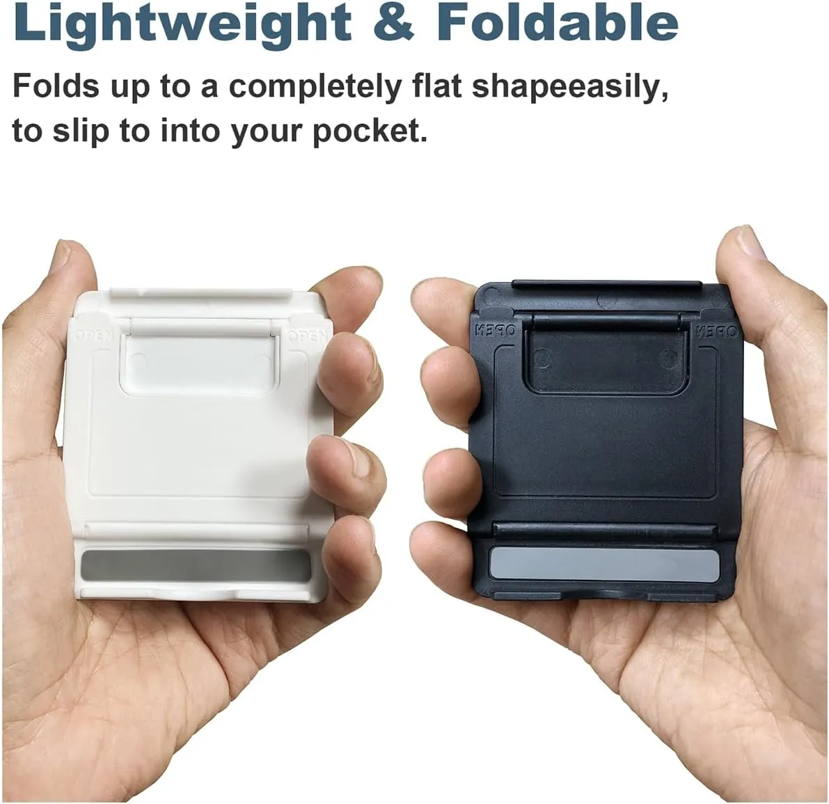 2 Pack Cell Phone Stand, Foldable Phone Holder for Desk Compatible with Phone 15 14 13 12 11 Pro Xs Xs Max Xr X 8, Nintendo Switch, All Phones, Black & White