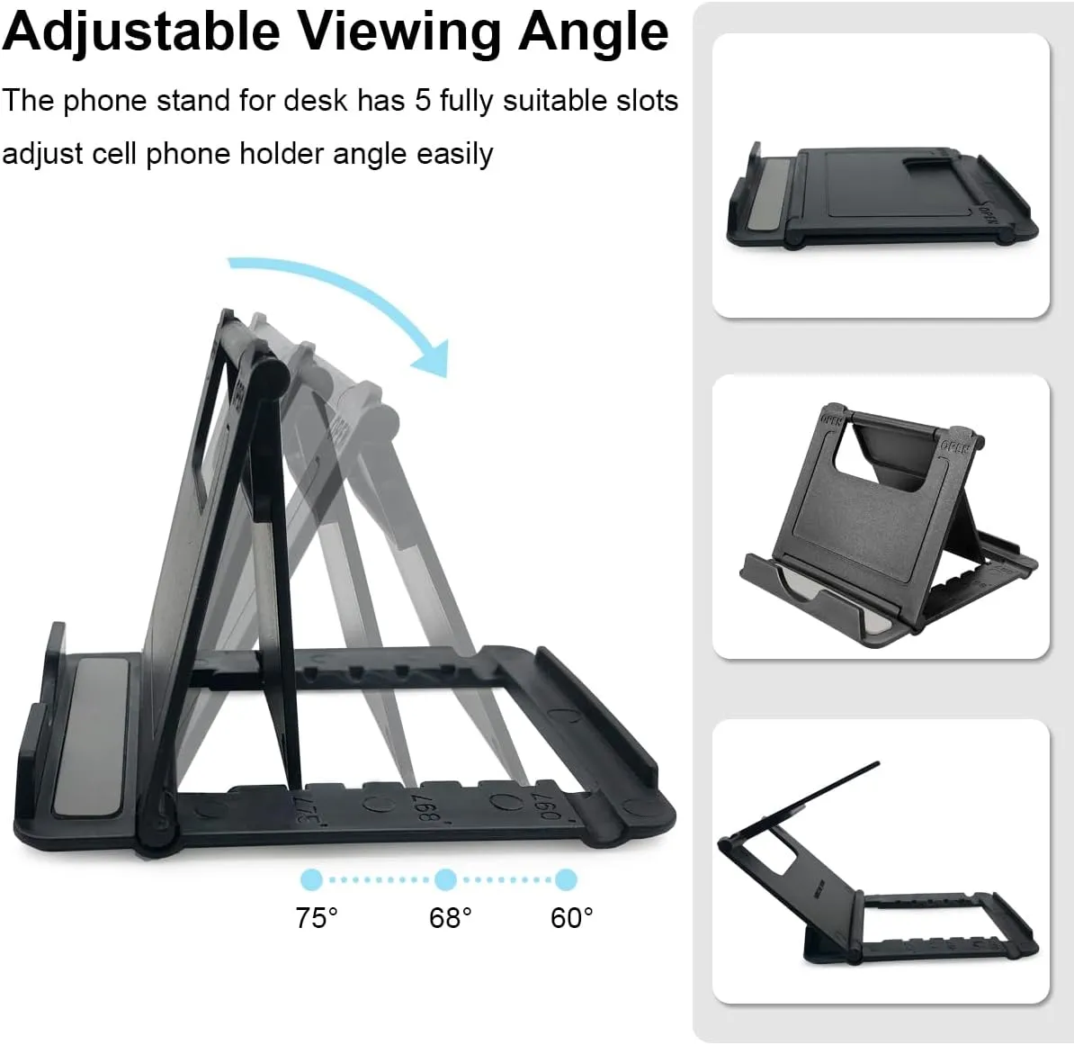 2 Pack Cell Phone Stand, Foldable Phone Holder for Desk Compatible with Phone 15 14 13 12 11 Pro Xs Xs Max Xr X 8, Nintendo Switch, All Phones, Black & White