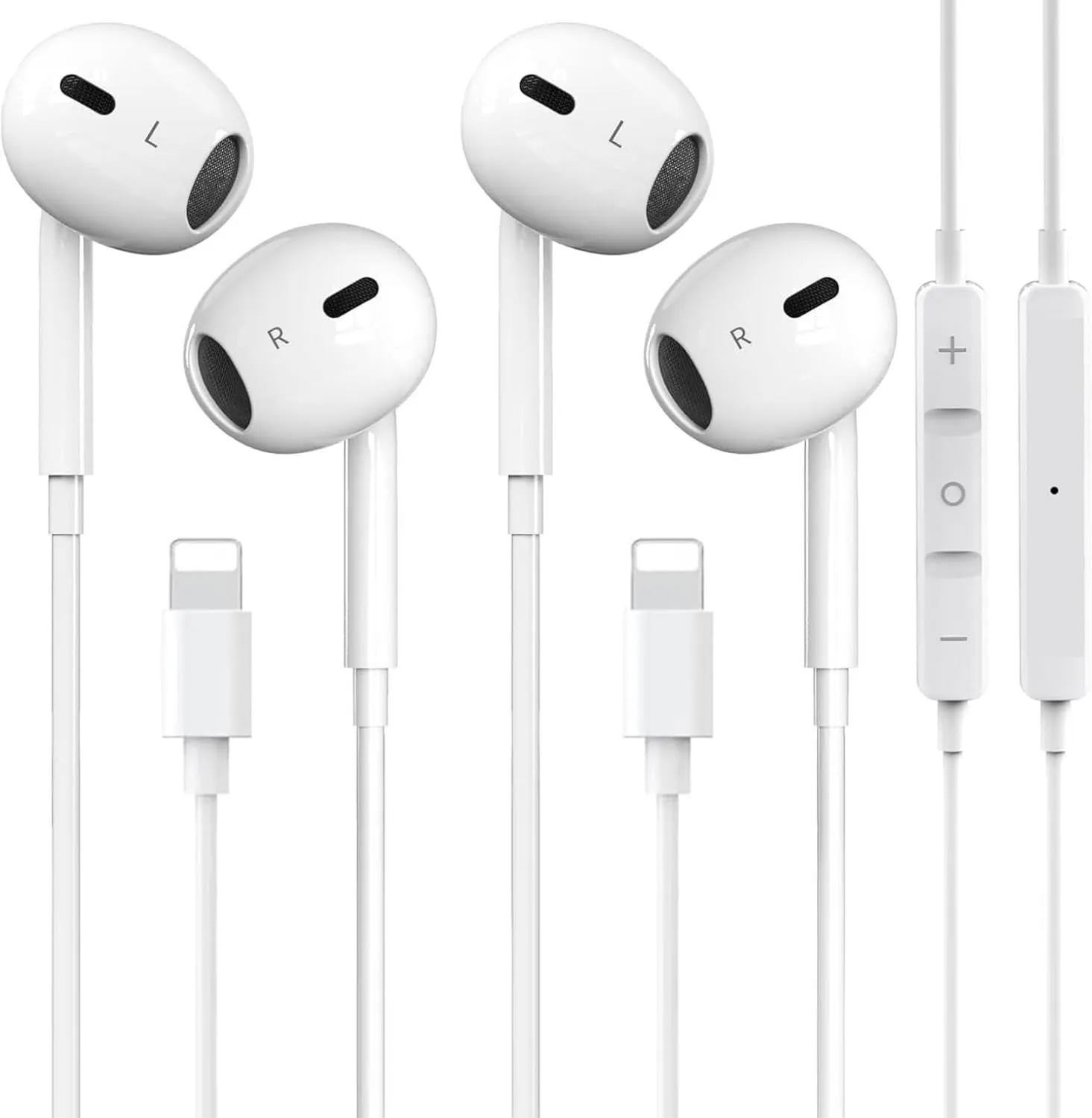 2 Packs Wired Headphones for iPhone Earbuds with Built-in Microphone & Volume Control HiFi Stereo Nosie Reduction Earphones Compatible with iPhone 14/13/12/11/XR/XS/X/8/7/SE Support All iOS System