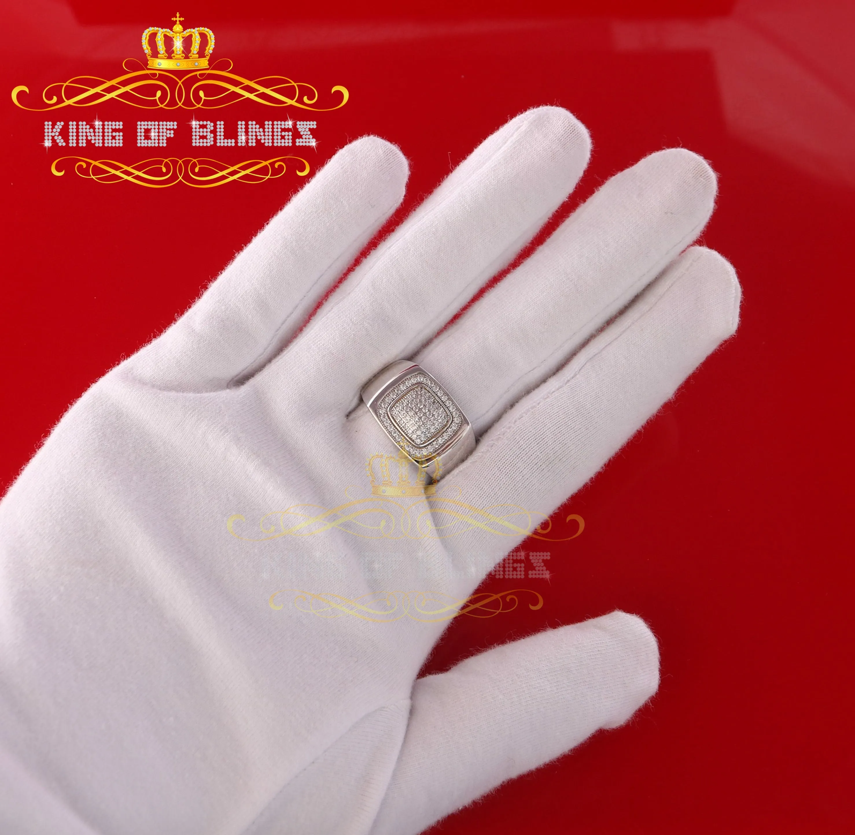 925 Sterling White Silver Rectangle 0.80ct Cubic Zirconia Men's Ring Size 10