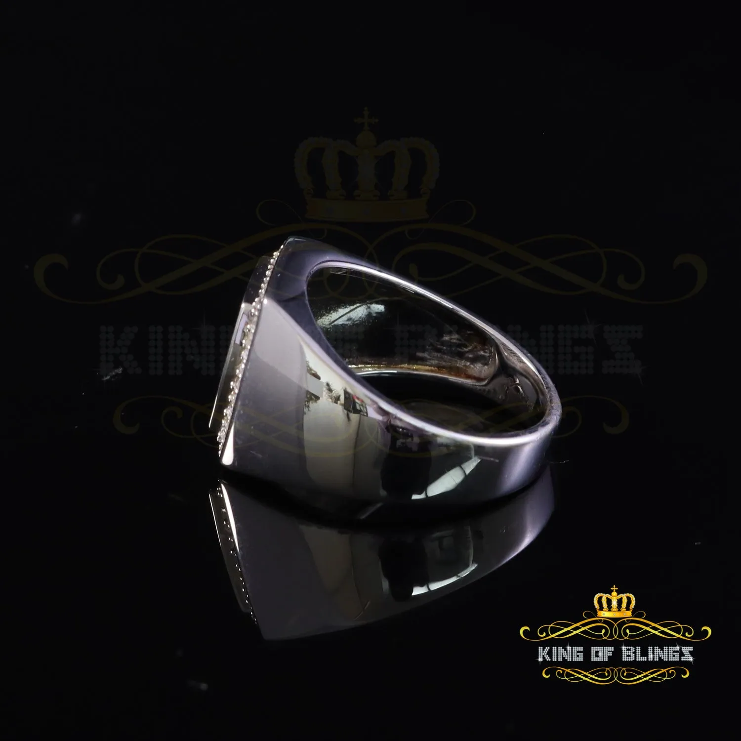 925 Sterling White Silver Rectangle 0.80ct Cubic Zirconia Men's Ring Size 10