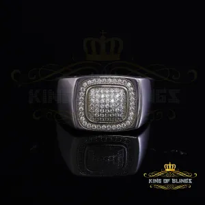 925 Sterling White Silver Rectangle 0.80ct Cubic Zirconia Men's Ring Size 10