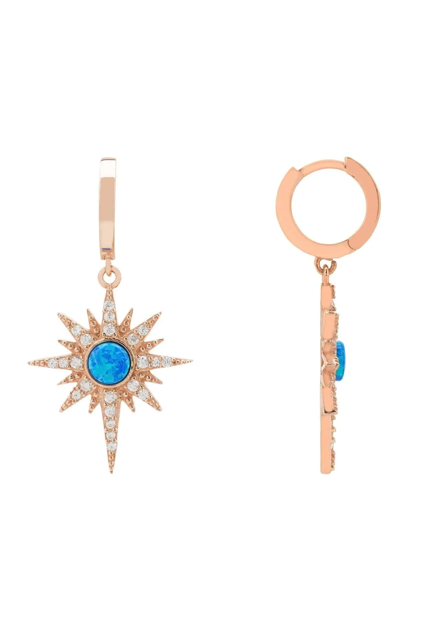 Apollo Opalite Blue Sunburst Earrings Rosegold