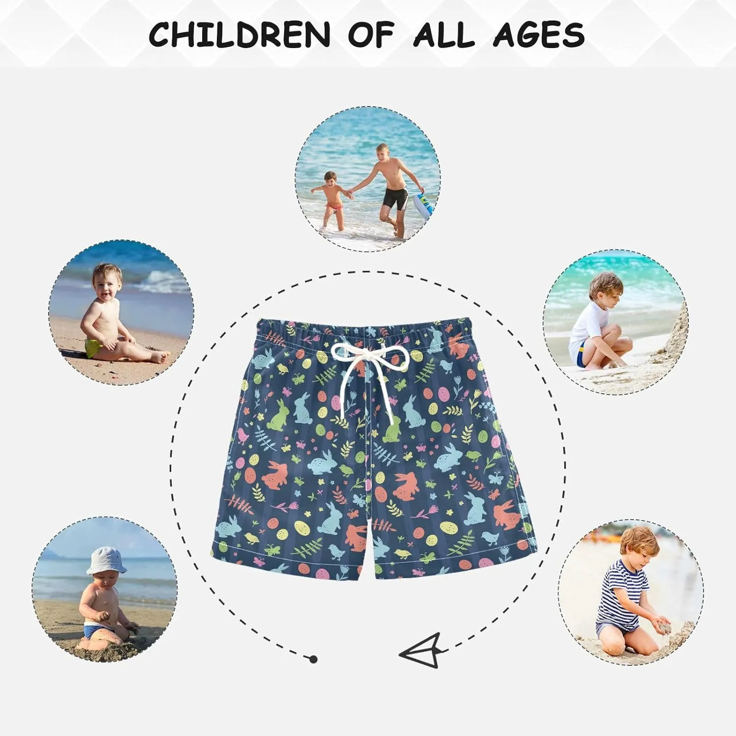 Boccsty Blue Ice Cream Boys Swim Trunks Baby Kids Swimwear Summer Toddler Beach Board Shorts 2T-XL