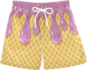 Boccsty Blue Ice Cream Boys Swim Trunks Baby Kids Swimwear Summer Toddler Beach Board Shorts 2T-XL