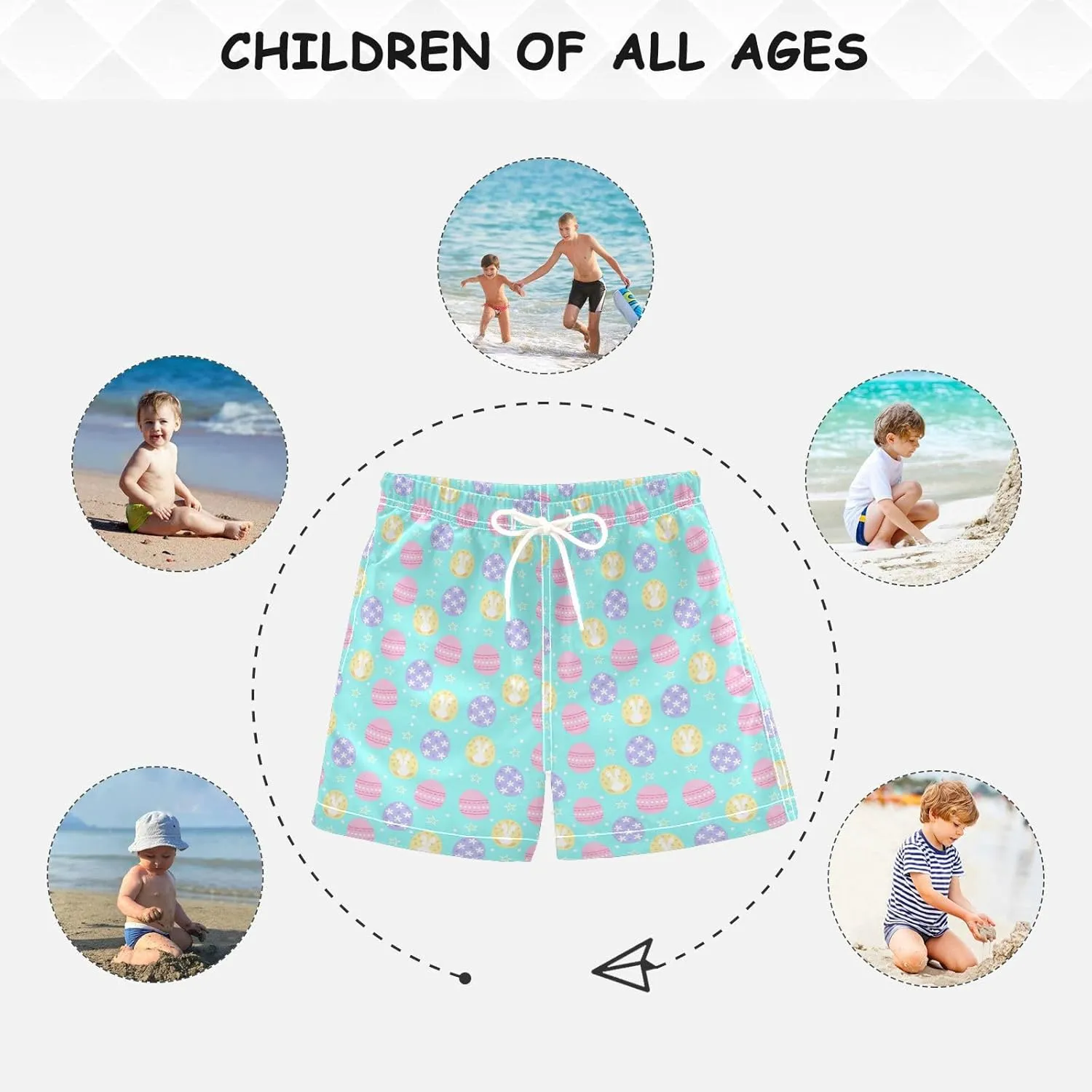 Boccsty Blue Ice Cream Boys Swim Trunks Baby Kids Swimwear Summer Toddler Beach Board Shorts 2T-XL