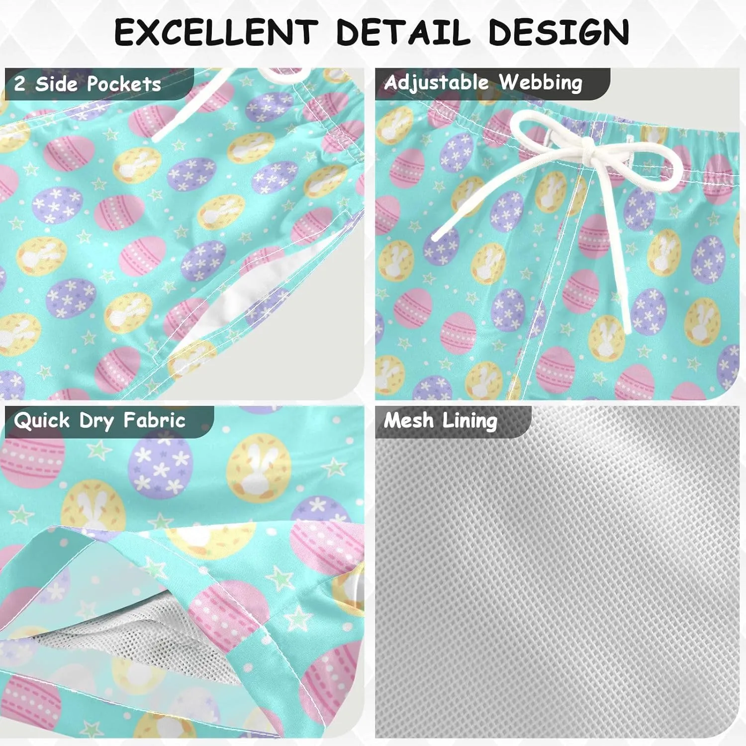Boccsty Blue Ice Cream Boys Swim Trunks Baby Kids Swimwear Summer Toddler Beach Board Shorts 2T-XL
