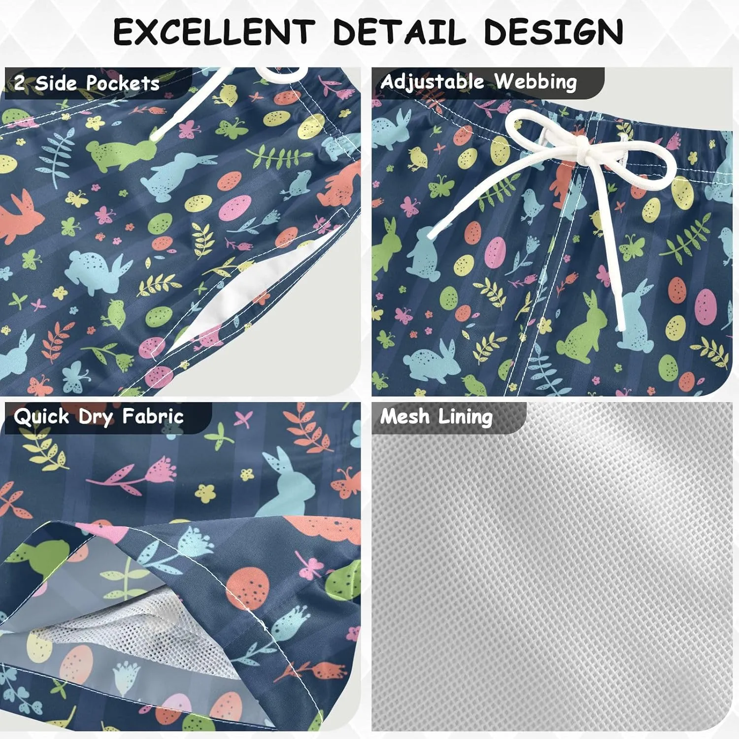 Boccsty Blue Ice Cream Boys Swim Trunks Baby Kids Swimwear Summer Toddler Beach Board Shorts 2T-XL