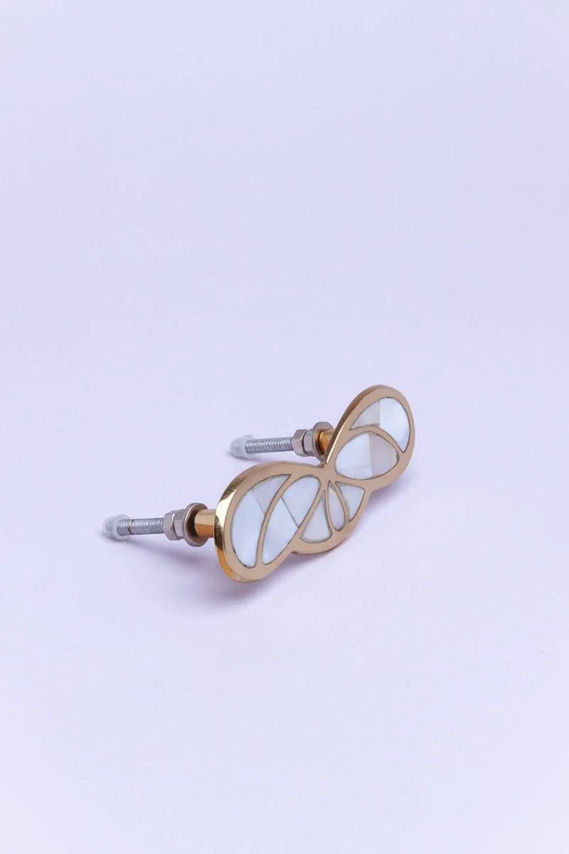 Butterfly Pearl Gold Brass Cupboard Handles