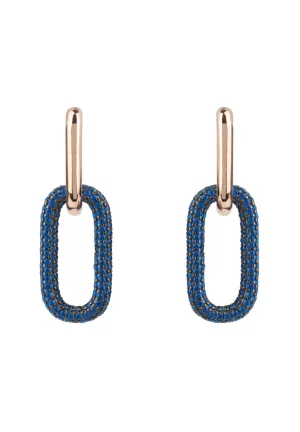 Chain Link Earrings Sapphire Blue Rosegold