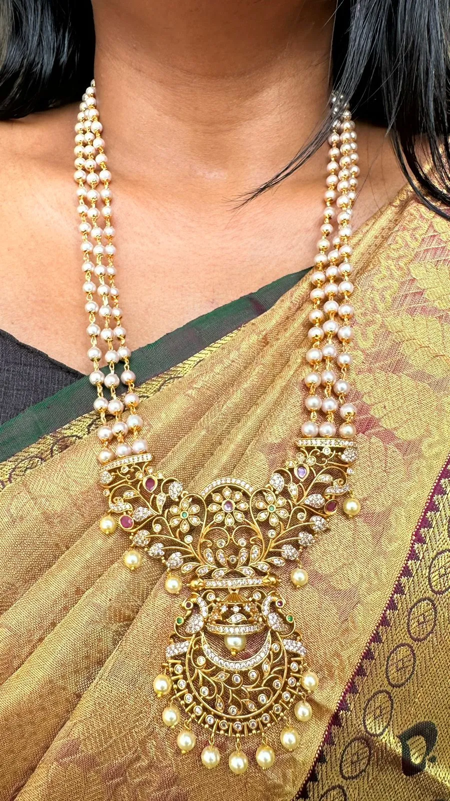 Chandbali White Pearl Haram