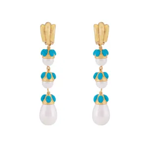 Delfina Earrings Blue Turquoise & Pearl