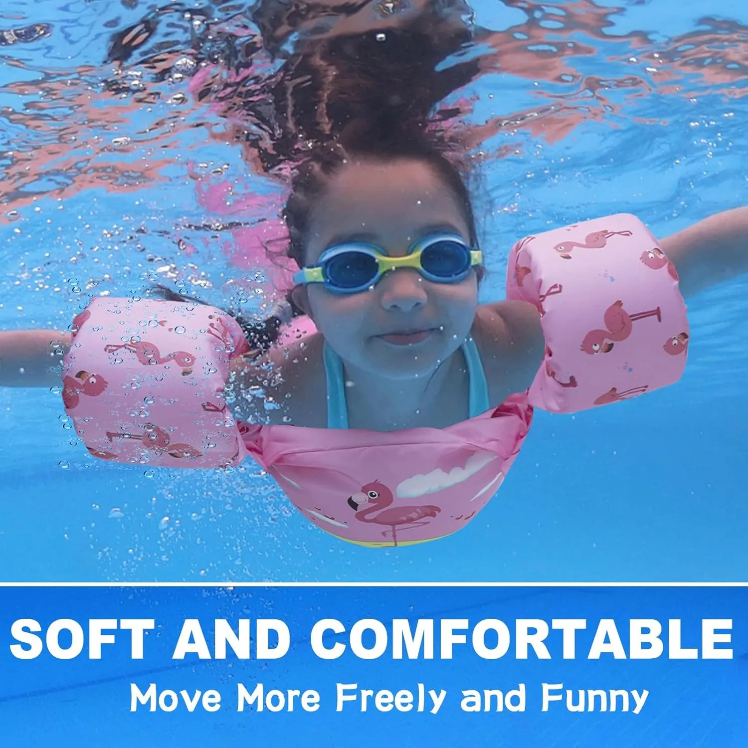 Double Couple Toddler Swim Vest with Sleeves Cartoon Adjustable Strap Swimming Jacket Pool Floaties for Kids 20-50 Pounds Boys and Girls Child