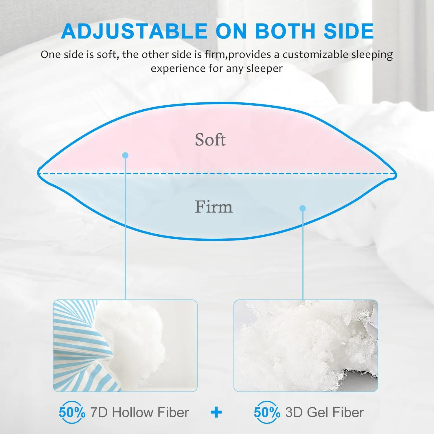 EIUE Bed Pillows for Sleeping 2 Pack Queen SizeSuper Soft Down Alternative Microfiber Filled Pillows,Pillows for Side and Back Sleepers,20 x 30 Inches,Blue