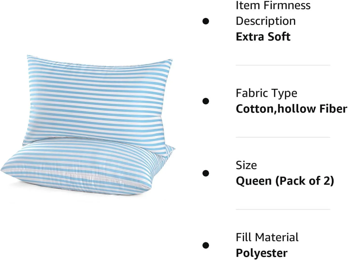 EIUE Bed Pillows for Sleeping 2 Pack Queen SizeSuper Soft Down Alternative Microfiber Filled Pillows,Pillows for Side and Back Sleepers,20 x 30 Inches,Blue