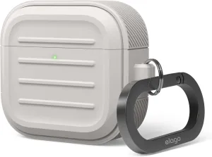 elago Armor Compatible with AirPods 4 Case - for AirPods 4th Generation Cover, Carabiner Included, Supports Wireless Charging, Shock Resistant, Full Protection (Stone)