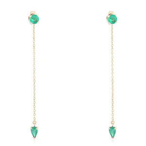 Emerald Stud Drop Pear Earring /Single