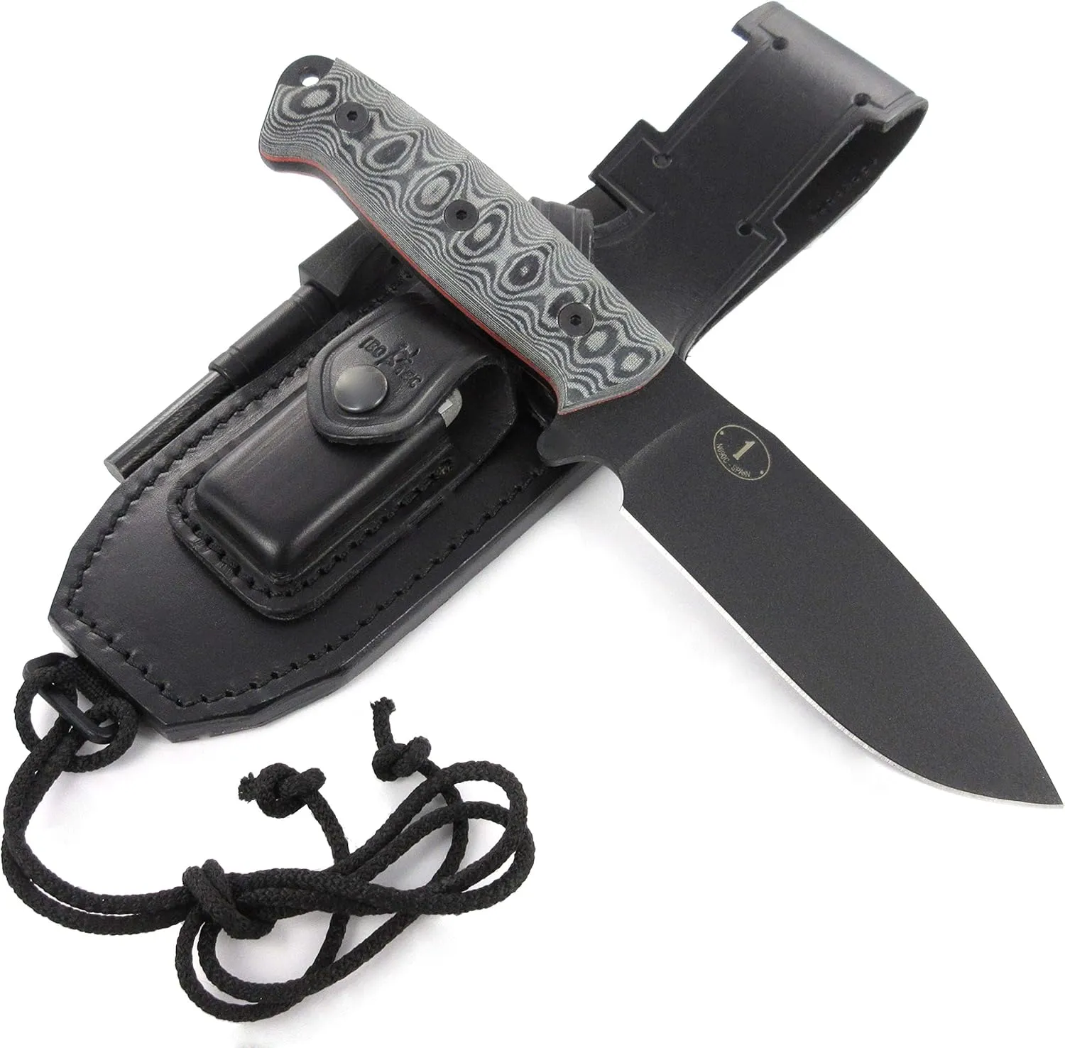 JEO-TEC N1 Full Tang Bushcraft Knife with Leather Sheath for Survival Hunting Camping Outdoor Activities - BOHLER N690C Stainless Steel, 4.53" Fixed Blade - Handmade