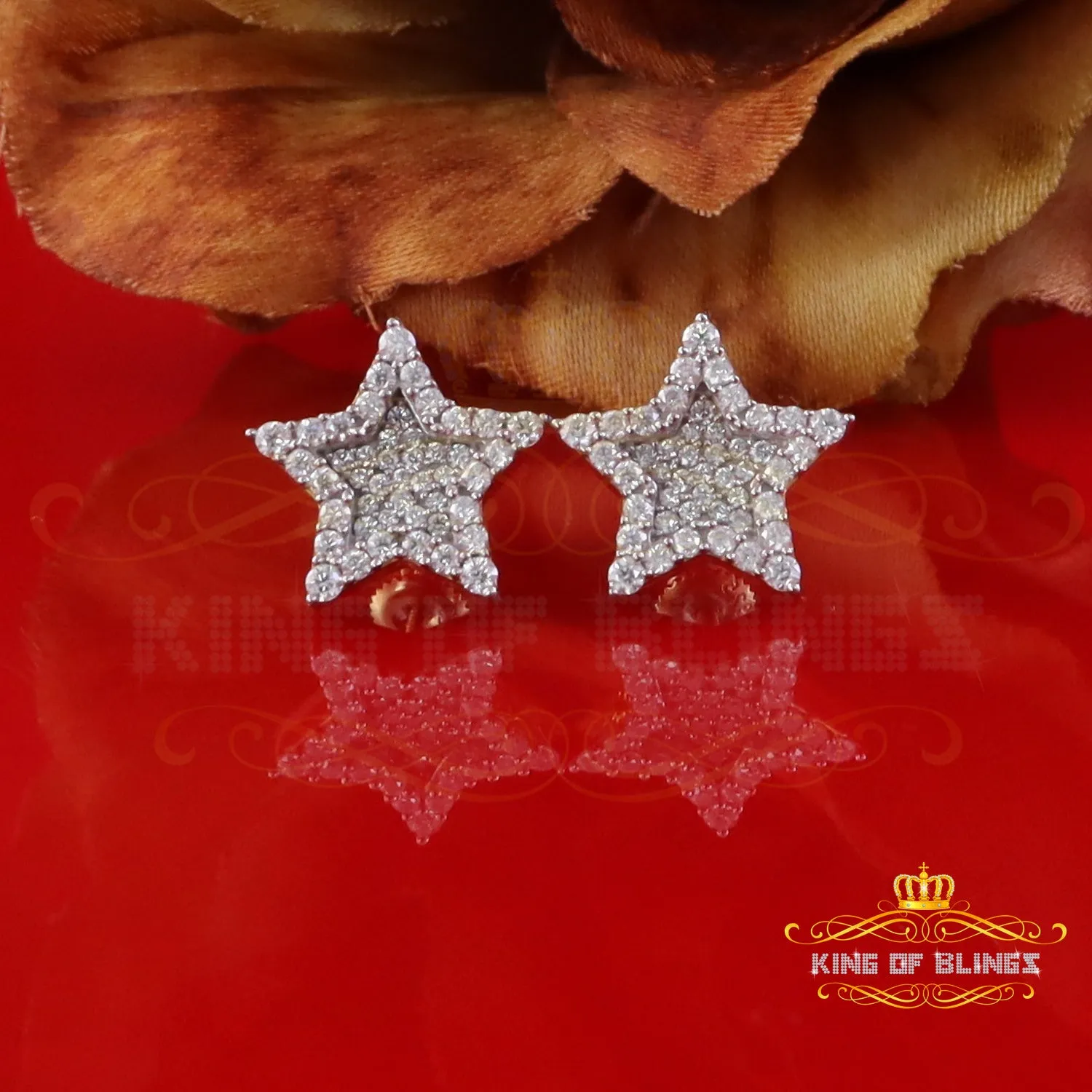 King  of Bling's 925 Yellow Silver 1.00ct VVS 'D' Moissanite Star Stud Earring Men's/Womens