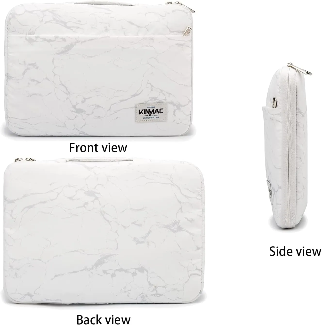 Kinmac 360 Protective Laptop Sleeve Case Bag Cover with Handle for MacBook Pro 16 inch,16 inch HP,Lenovo,Dell,ASUS,Acer Ultrabook and Business Laptop (White Marble)