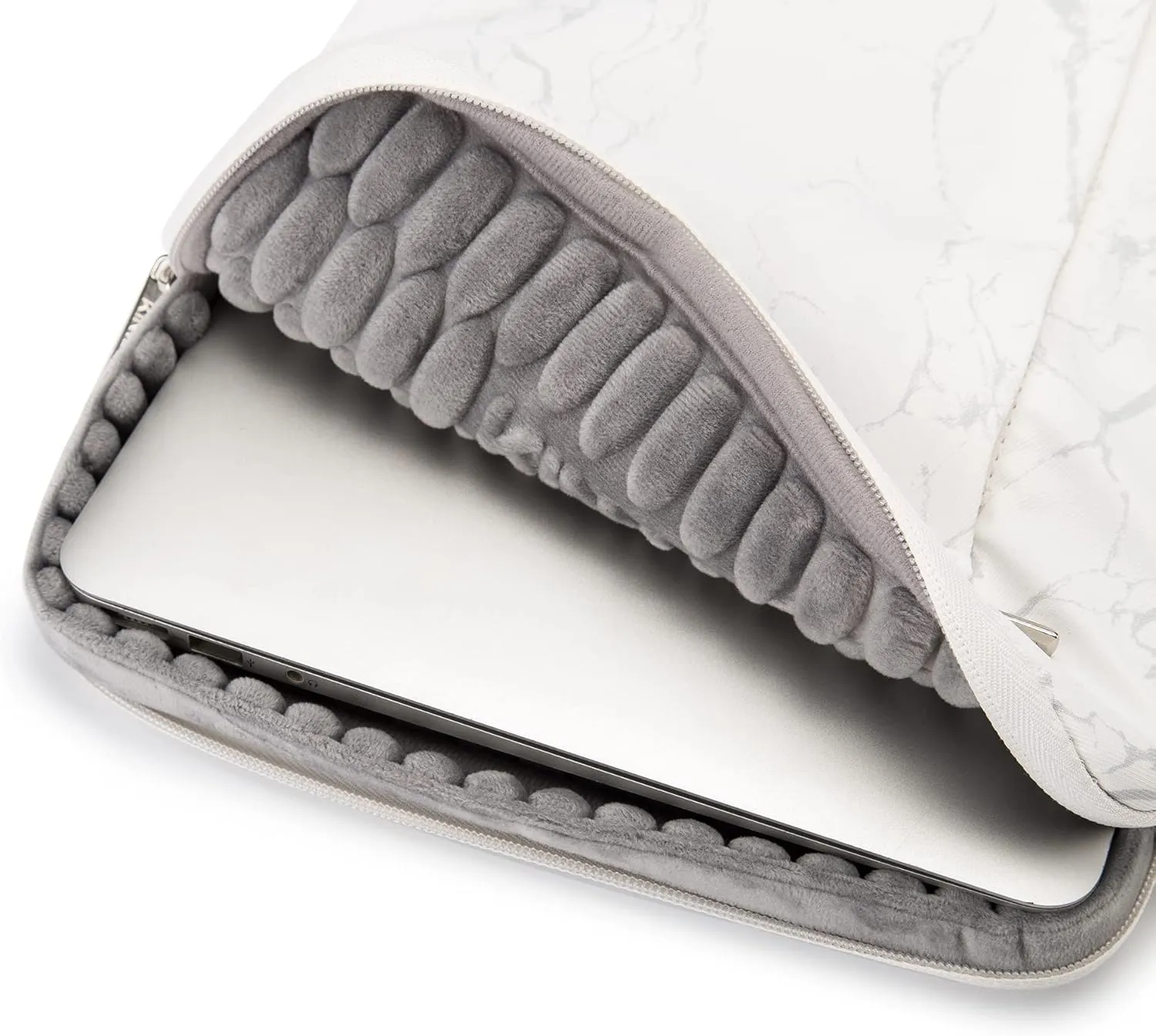 Kinmac 360 Protective Laptop Sleeve Case Bag Cover with Handle for MacBook Pro 16 inch,16 inch HP,Lenovo,Dell,ASUS,Acer Ultrabook and Business Laptop (White Marble)