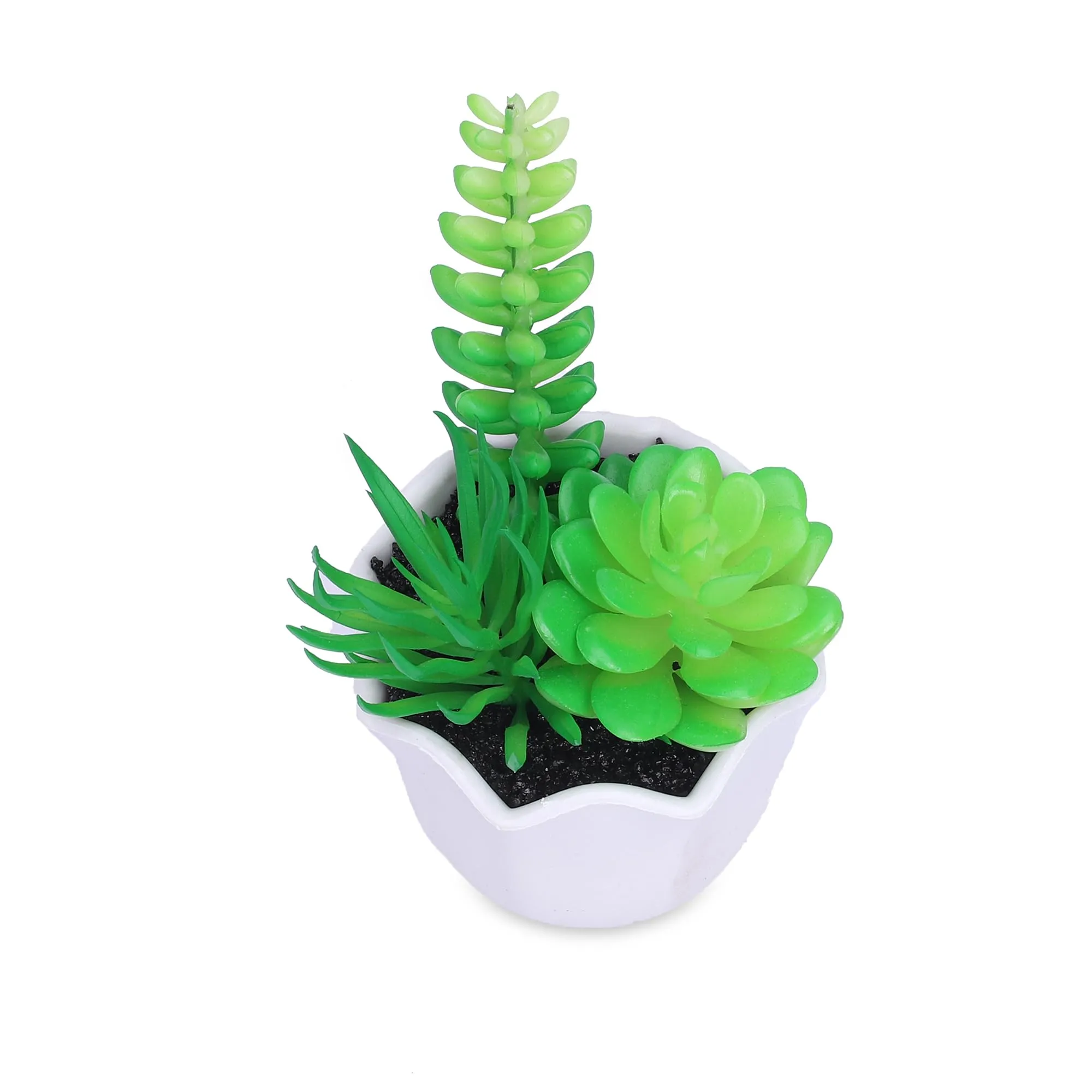 Kuber Industries Artificial Plants For Home Décor|Artificial Flowers For Decoration|Natural Looking Indoor Fake Plants With Pot (Green)
