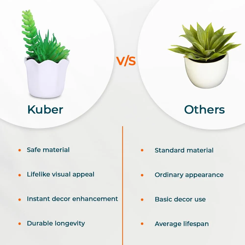 Kuber Industries Artificial Plants For Home Décor|Artificial Flowers For Decoration|Natural Looking Indoor Fake Plants With Pot (Green)