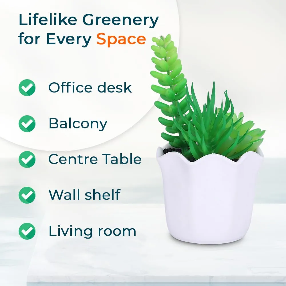 Kuber Industries Artificial Plants For Home Décor|Artificial Flowers For Decoration|Natural Looking Indoor Fake Plants With Pot (Green)