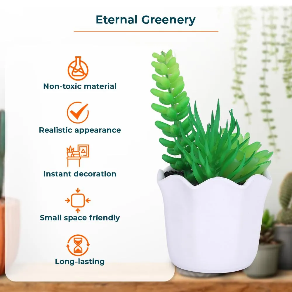 Kuber Industries Artificial Plants For Home Décor|Artificial Flowers For Decoration|Natural Looking Indoor Fake Plants With Pot (Green)
