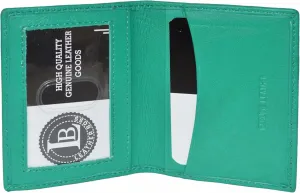 Leatherboss Slim Thin Leather Credit Card Id Mini Wallet Holder Bifold Driver's License Safe (Green)