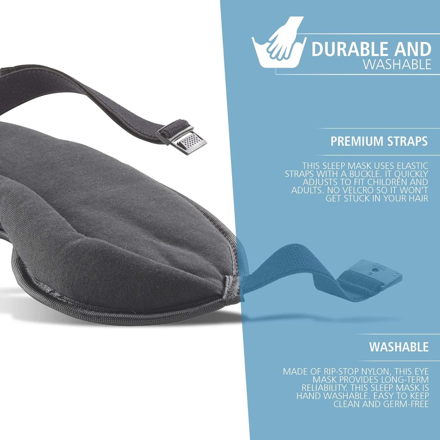 Lewis N. Clark Comfort Eye Mask   Sleep Aid to Block Light for Travel, Airplane, Hotel, Airport, Insomnia   Headache Relief with Adjustable Straps, Gray