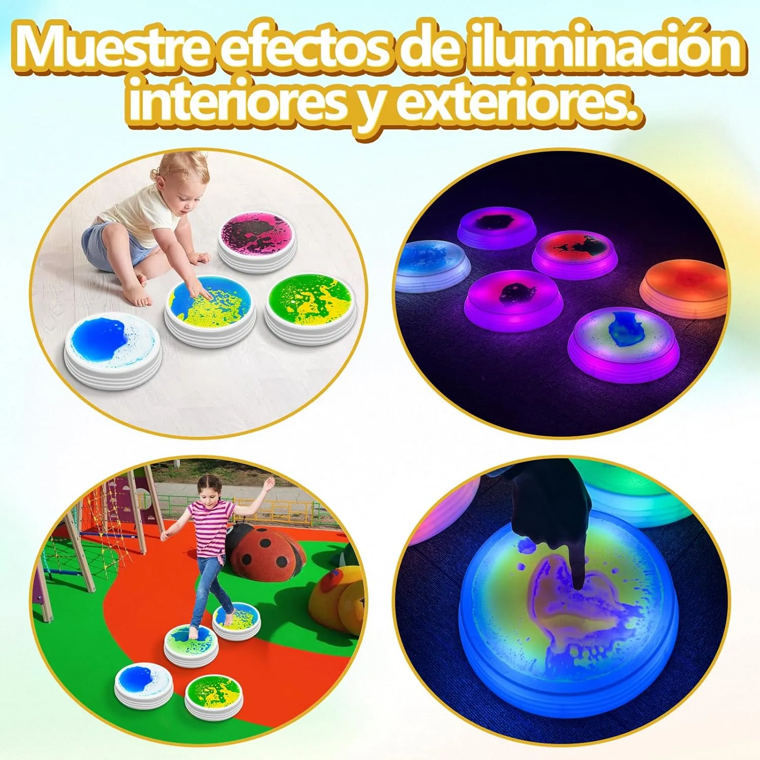 Light Up Liquid Stepping Stones - 1 Round Teal Liquid Stepping Stone, 7 Glow Colors, Indoor Obstacle Training Balancing Stepping Stone Toy for Kids Ages 3 4 5 6 and Up.