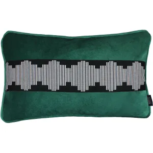 Maya Striped Emerald Green Velvet Pillow