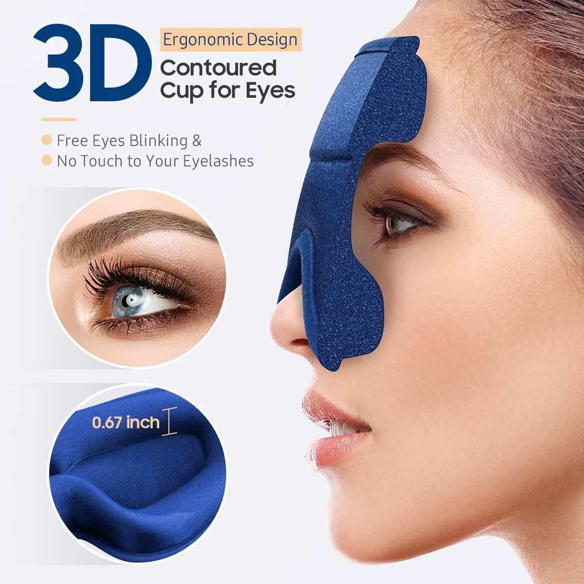 Sleep Mask, Premium Eye Mask for Sleeping, Total Blackout, Superior Soft Comfort, Upgraded 3D Ergonomic Designed Sleeping Mask for Home, Office, Travel, Meditation, Royal Blue