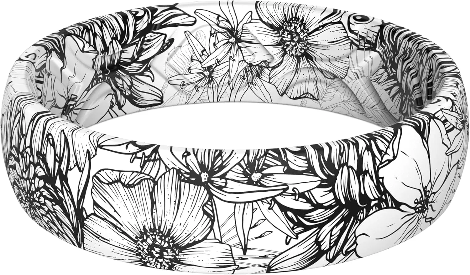 ThunderFit Silicone Wedding Rings for Women, Printed Design Breathable Rubber Engagement Bands 5.5mm Wide 1.8mm Thick