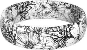 ThunderFit Silicone Wedding Rings for Women, Printed Design Breathable Rubber Engagement Bands 5.5mm Wide 1.8mm Thick