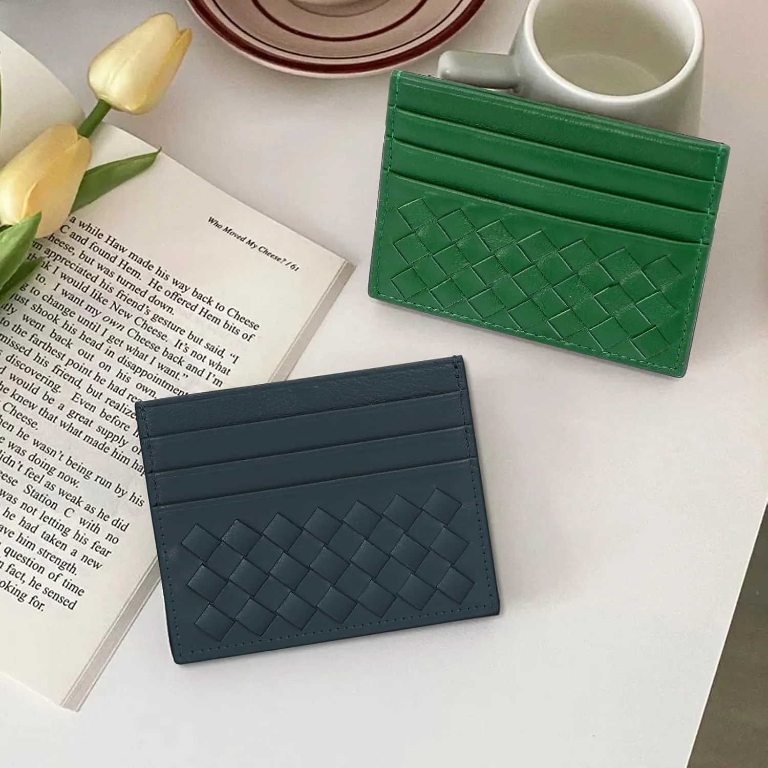 Unaone Slim Minimalist Wallet - Credit Card Holder, Leather Front Pocket Wallet Card Case for Men & Women, Green