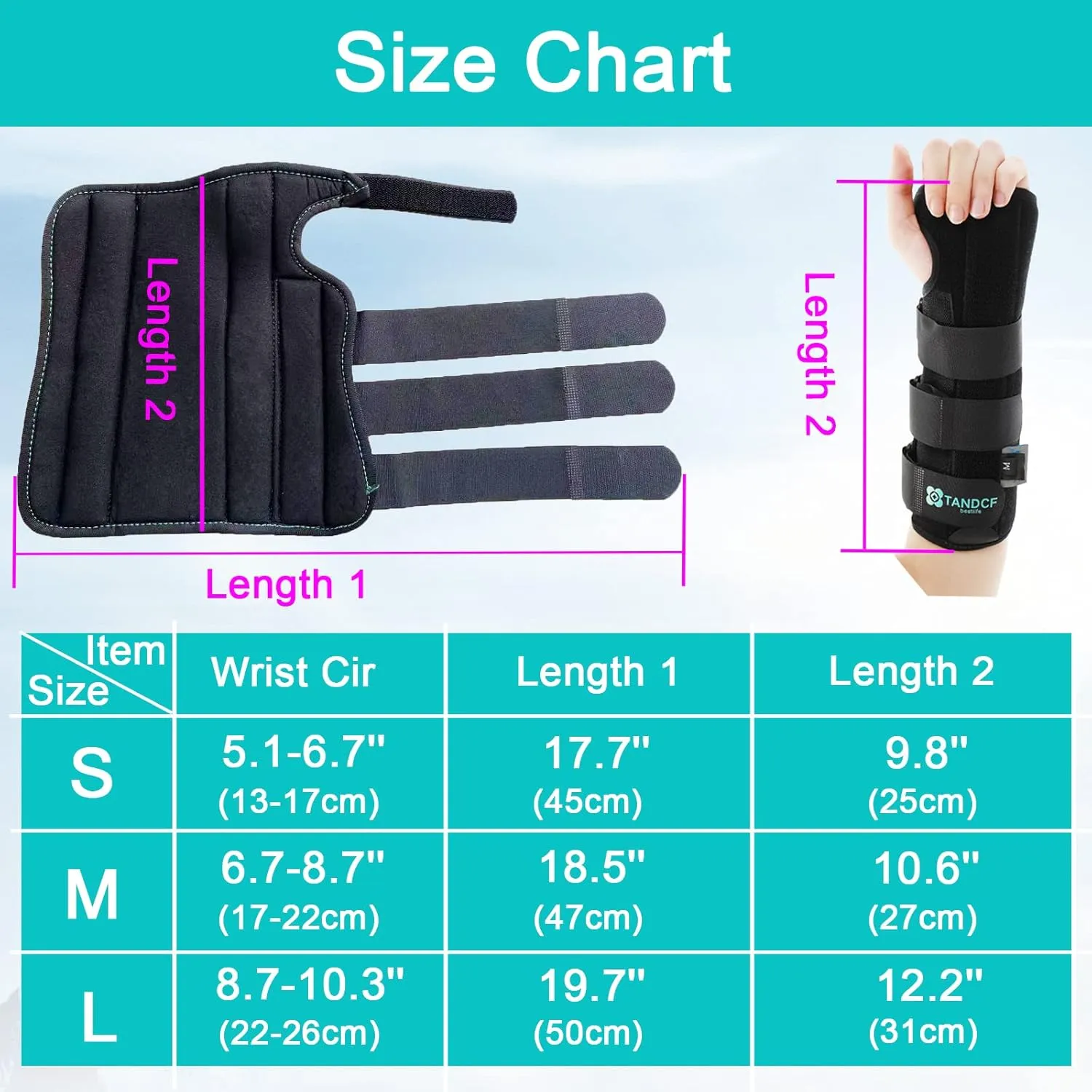 Unisex Forearm and Wrist Support Splint Brace Double Fixation Wrist Brace for Carpal Tunnel,Adjustable Night Time Forearm Immobilizer Brace Splints,9.8 inch (25cm) length(LH/S)