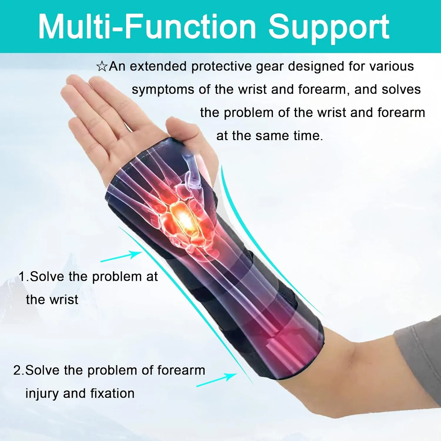 Unisex Forearm and Wrist Support Splint Brace Double Fixation Wrist Brace for Carpal Tunnel,Adjustable Night Time Forearm Immobilizer Brace Splints,9.8 inch (25cm) length(LH/S)