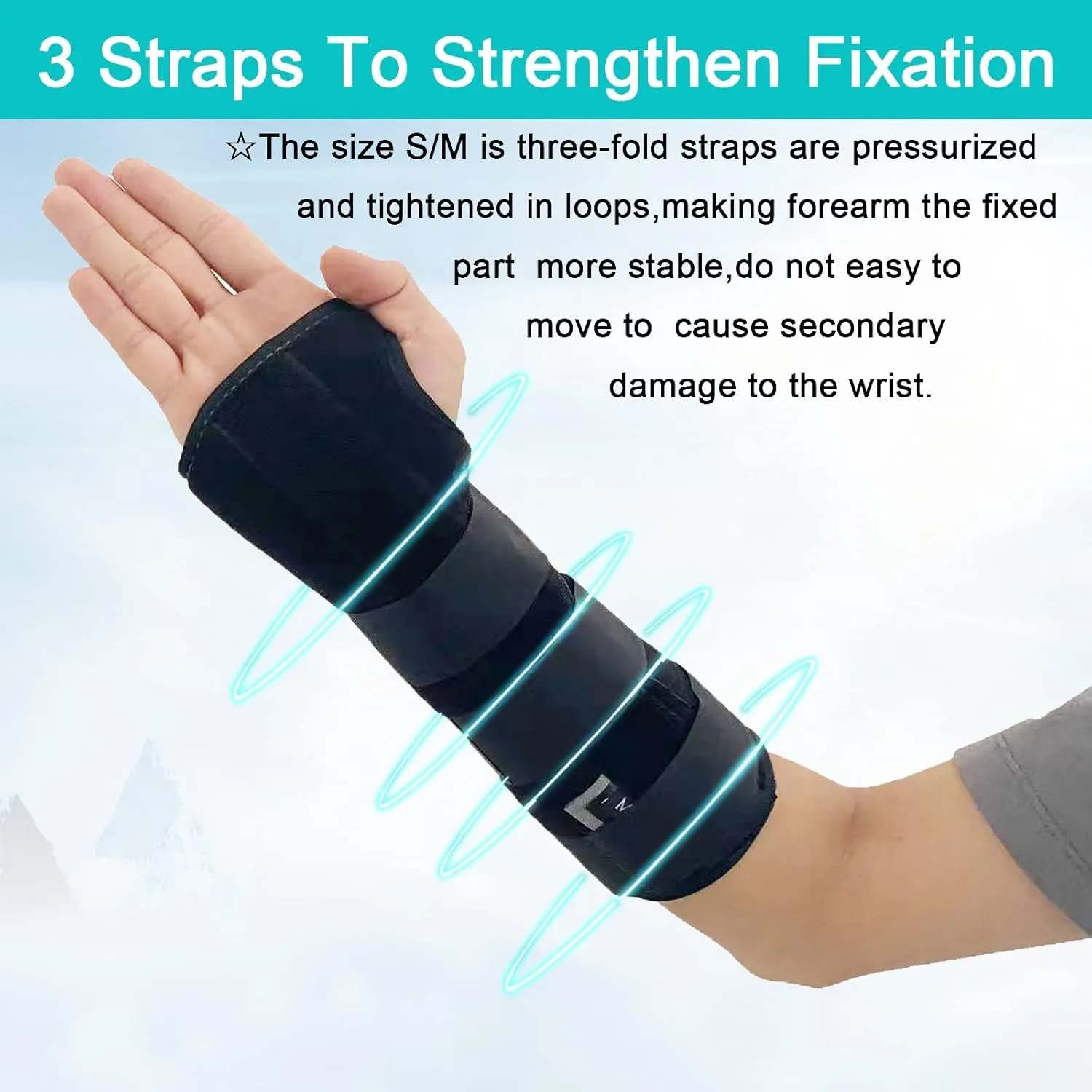 Unisex Forearm and Wrist Support Splint Brace Double Fixation Wrist Brace for Carpal Tunnel,Adjustable Night Time Forearm Immobilizer Brace Splints,9.8 inch (25cm) length(LH/S)