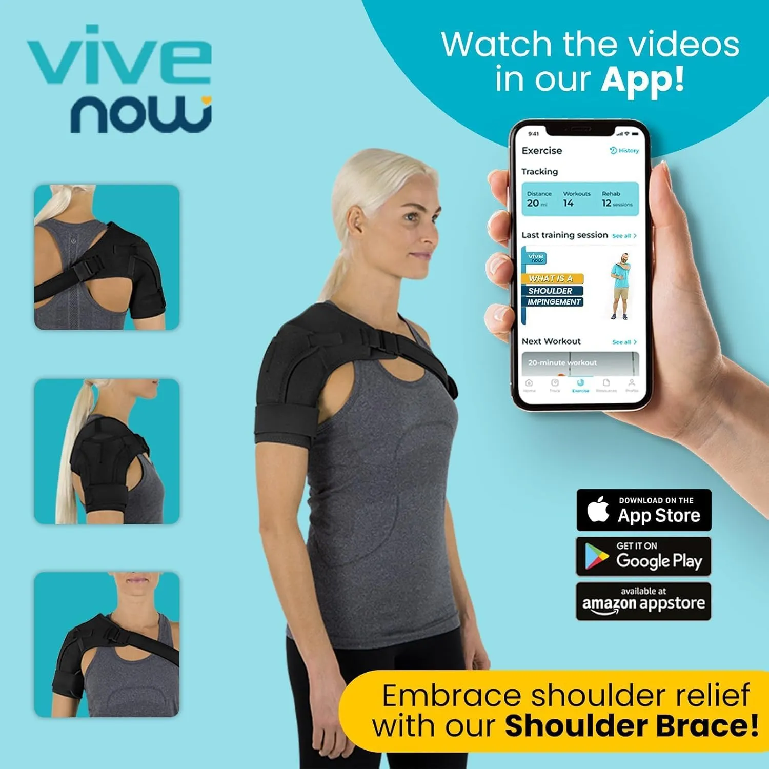 Vive Shoulder Brace for Women - Injury Recovery Compression Support Sleeve - for Rotator Cuff Injuries, Arthritis, Sprain, Dislocation, PT - Targeted Inflammation Pain Relief (Black, Medium)