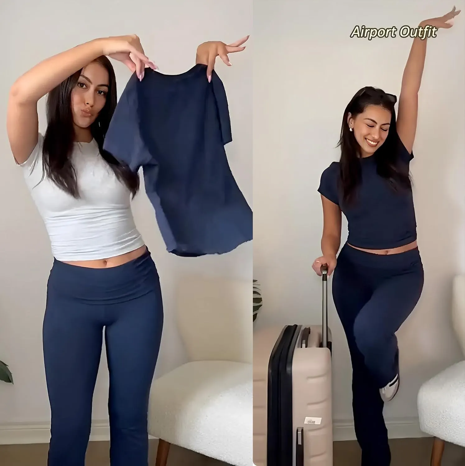 Women's 2 Piece Yoga Set Soft Short Sleeve Top Flare Leggings Comfortable Stretchy for Casual Active Wear