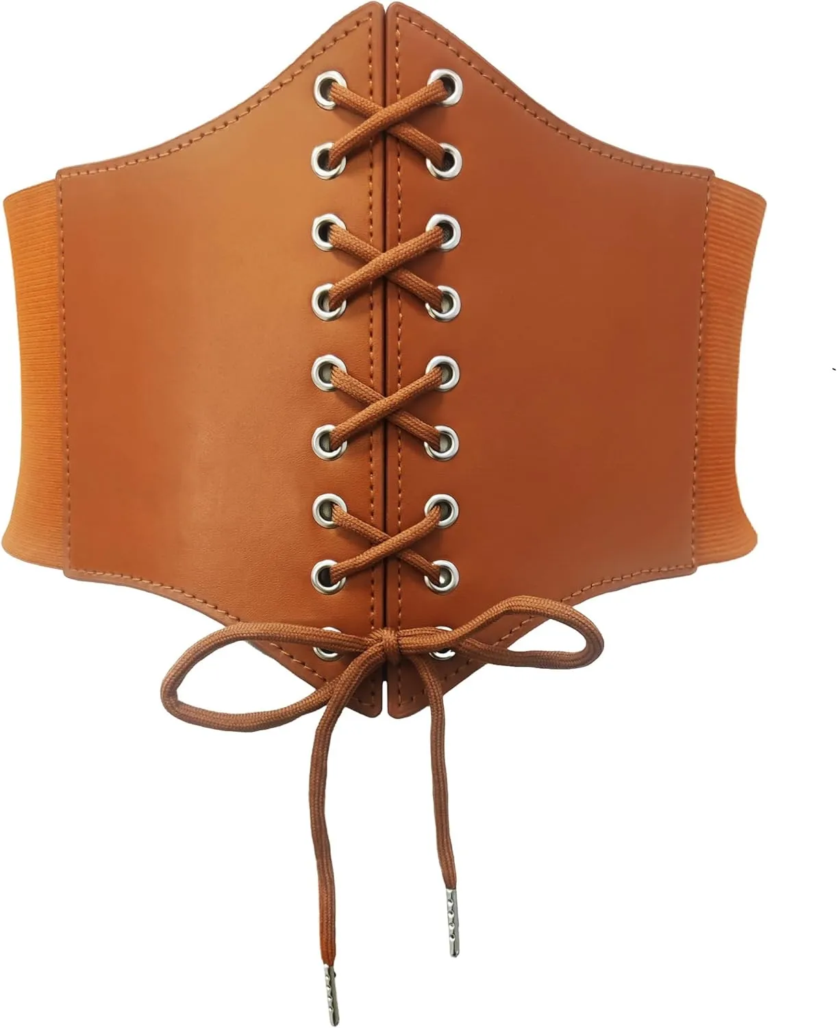 Women's Lace-Up Corset Waspie Wide Belt Retro Elastic Waist Tied for Ladies Halloween Costume