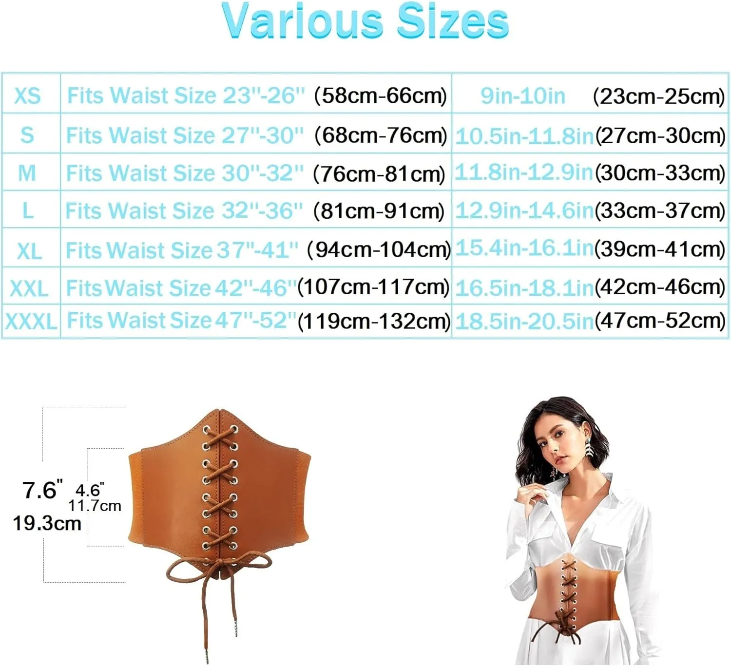Women's Lace-Up Corset Waspie Wide Belt Retro Elastic Waist Tied for Ladies Halloween Costume