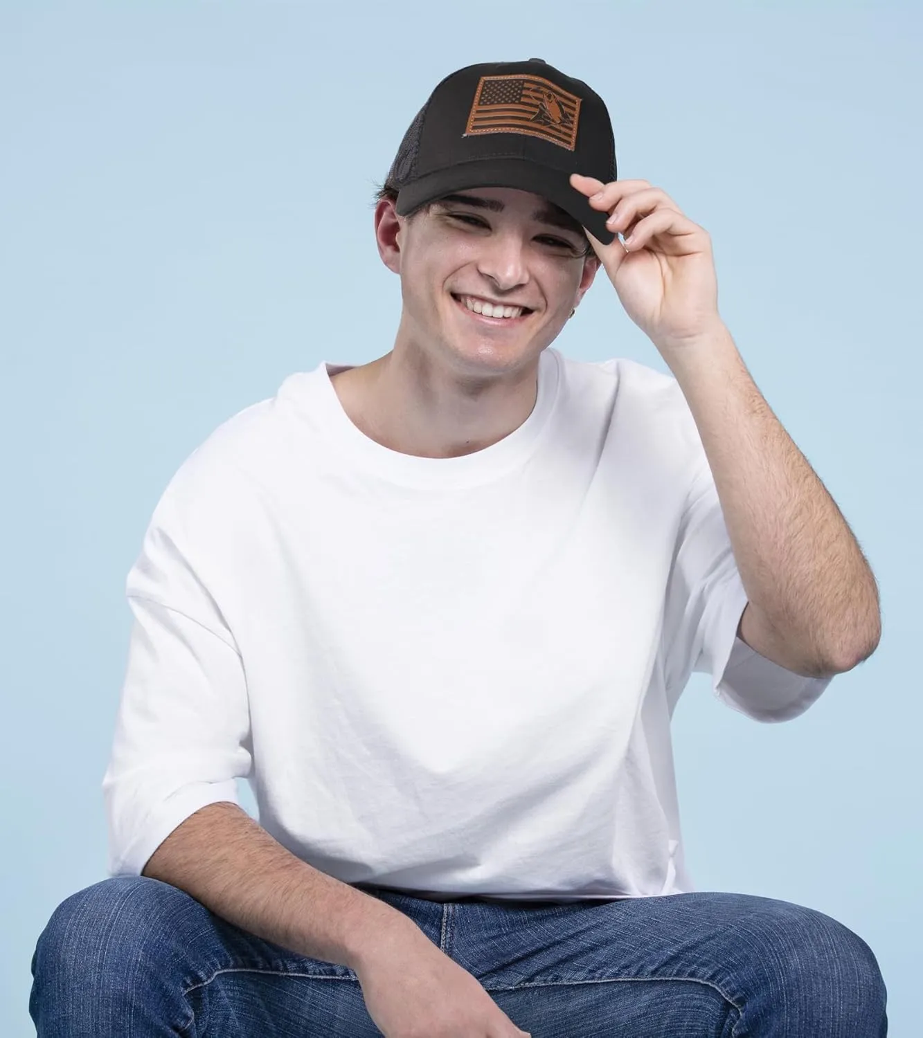 XXL Hats for Men Big Head, Black Oversized Trucker Finshing Hat, Mesh Snapback Baseball Cap, Embroidered Dad Hat for Women