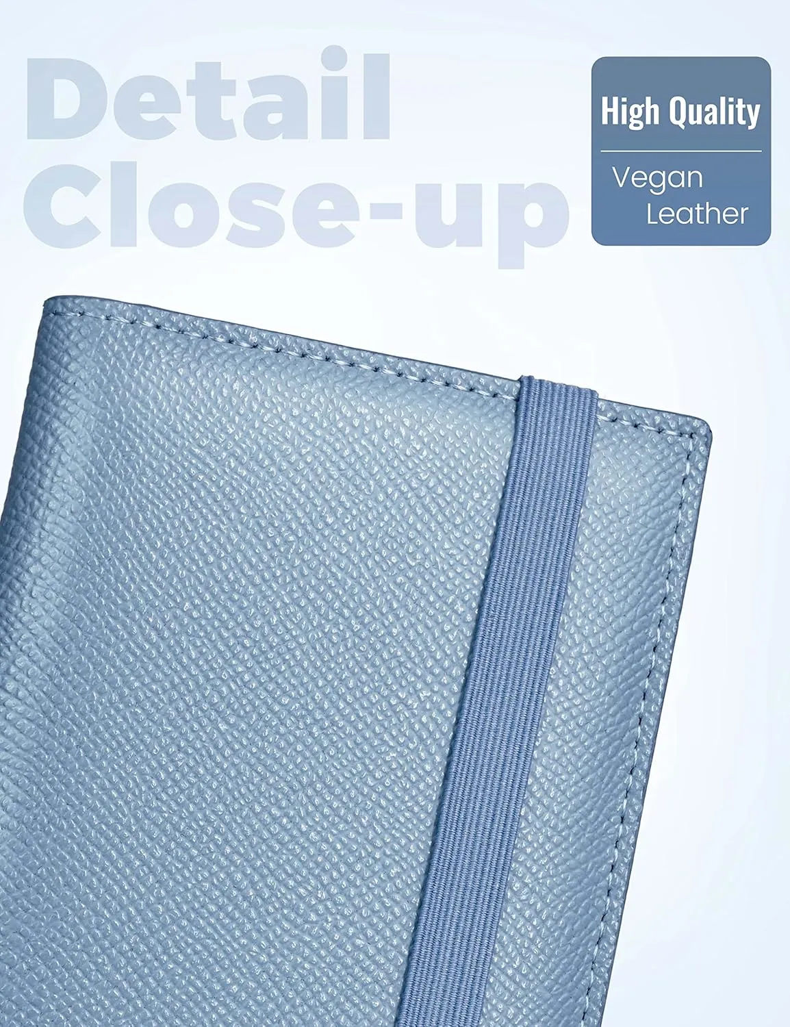 Yarnic Checkbook Cover for Personal Checkbook, Checkbook Holder with Pen Holder & Built-in Clear Plastic Divider for Duplicate Checks (Grey Blue)